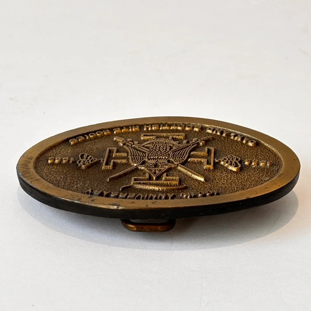 Vintage Brass Belt Buckle Scottish Rite Oakland California 100th Anniversary 80s
